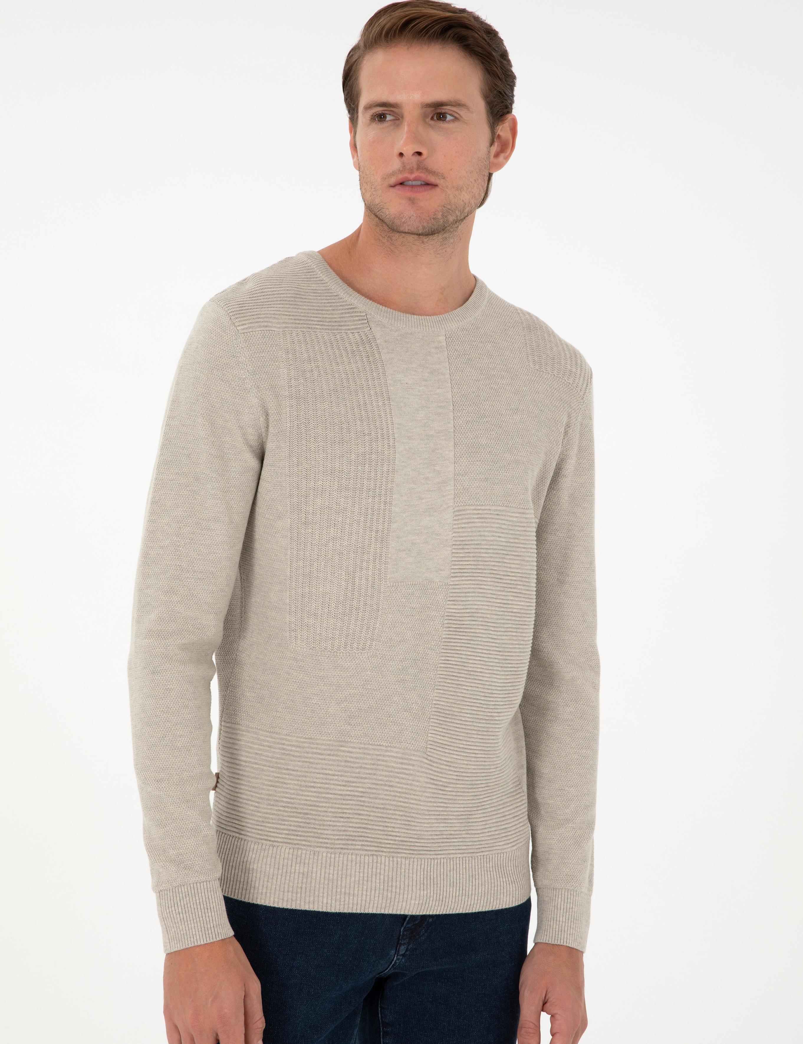 Kum Melanj Slim Fit Bisiklet Yaka Yün Karışımlı Triko Kazak