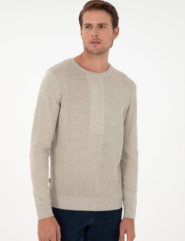 Kum Melanj Slim Fit Bisiklet Yaka Yün Karışımlı Triko Kazak