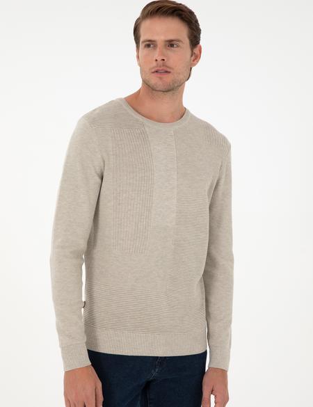 Kum Melanj Slim Fit Bisiklet Yaka Yün Karışımlı Triko Kazak - 50296457018