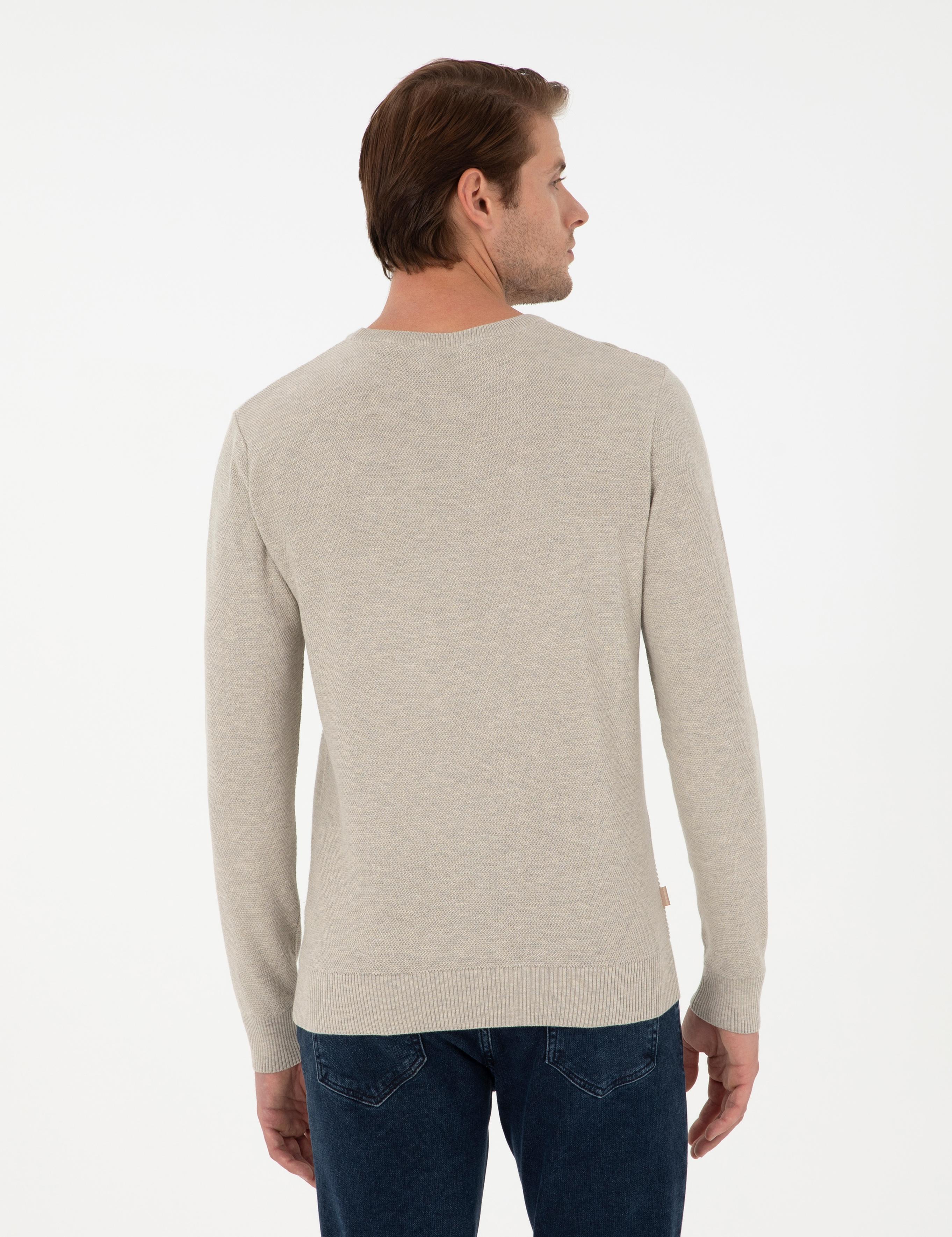 Kum Melanj Slim Fit Bisiklet Yaka Yün Karışımlı Triko Kazak