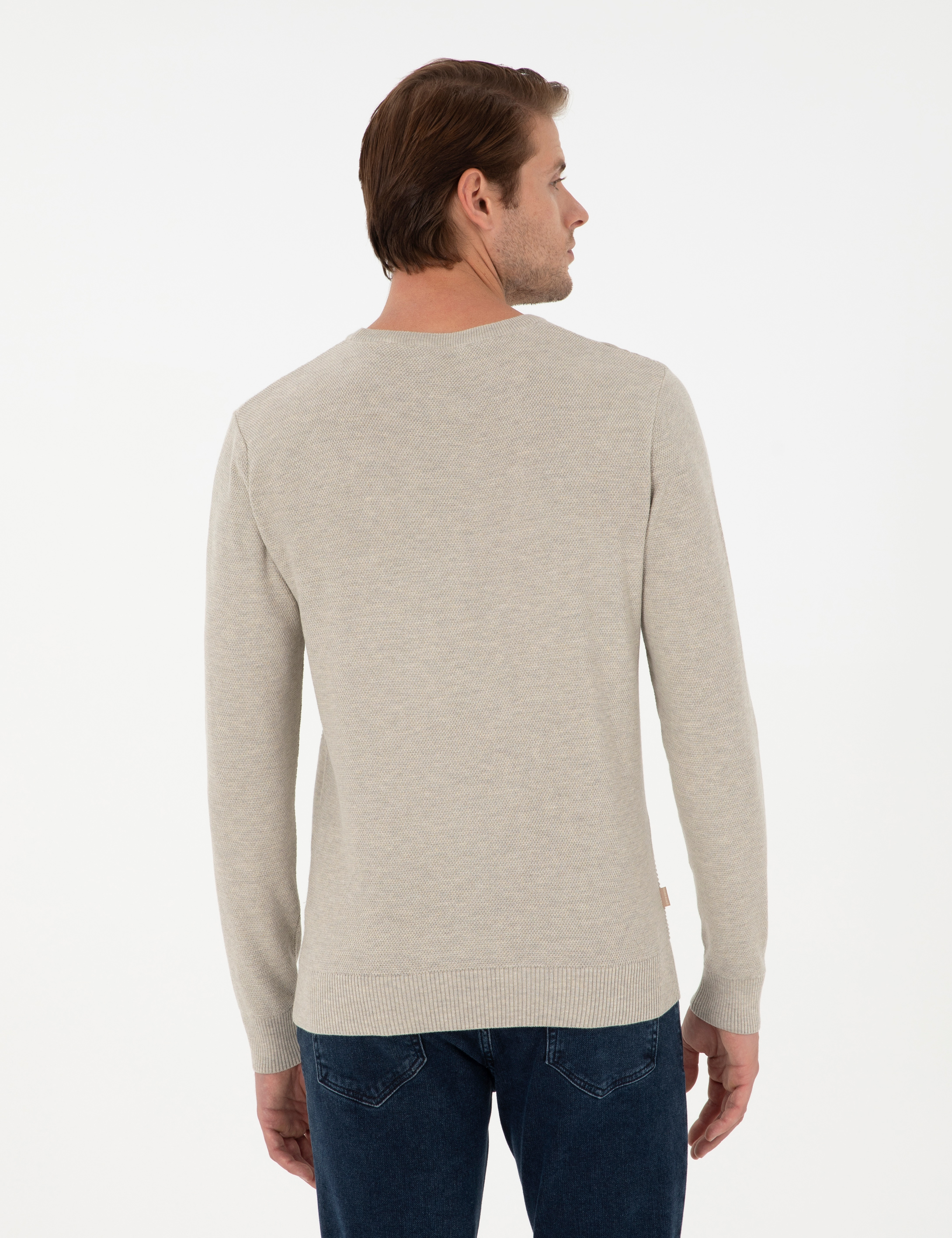 Kum Melanj Slim Fit Bisiklet Yaka Yün Karışımlı Triko Kazak - Image 5