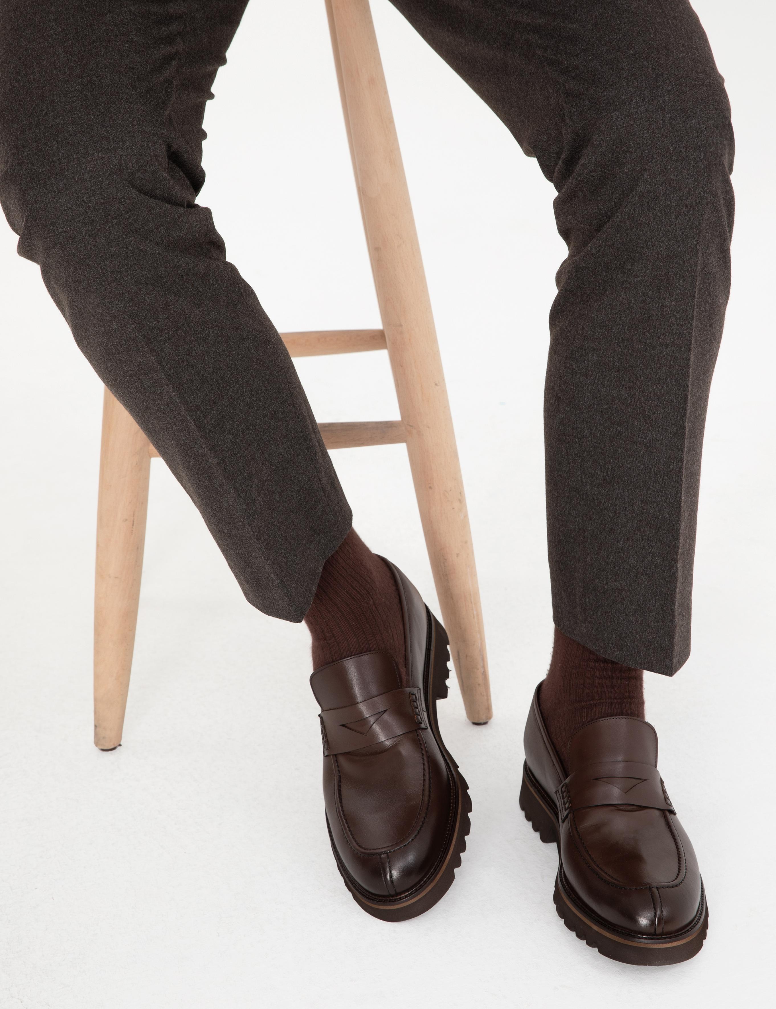 Kahverengi %100 Deri Casual Ayakkabı