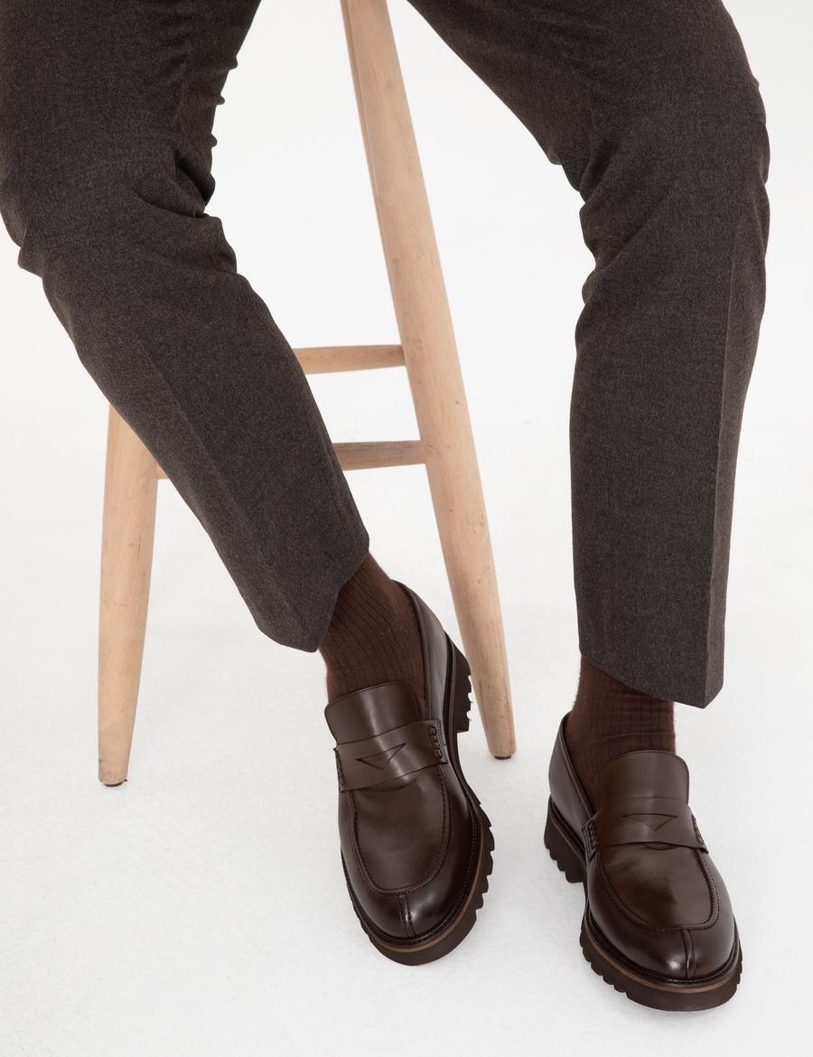 Kahverengi %100 Deri Casual Ayakkabı