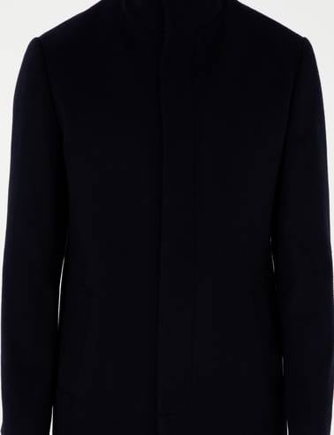 Lacivert Slim Fit Yün Karışımlı Palto