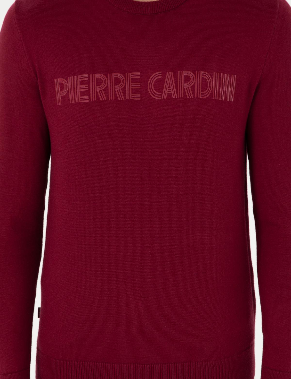 Kırmızı Slim Fit Bisiklet Yaka Yün Karışımlı Triko Kazak - 50296419011