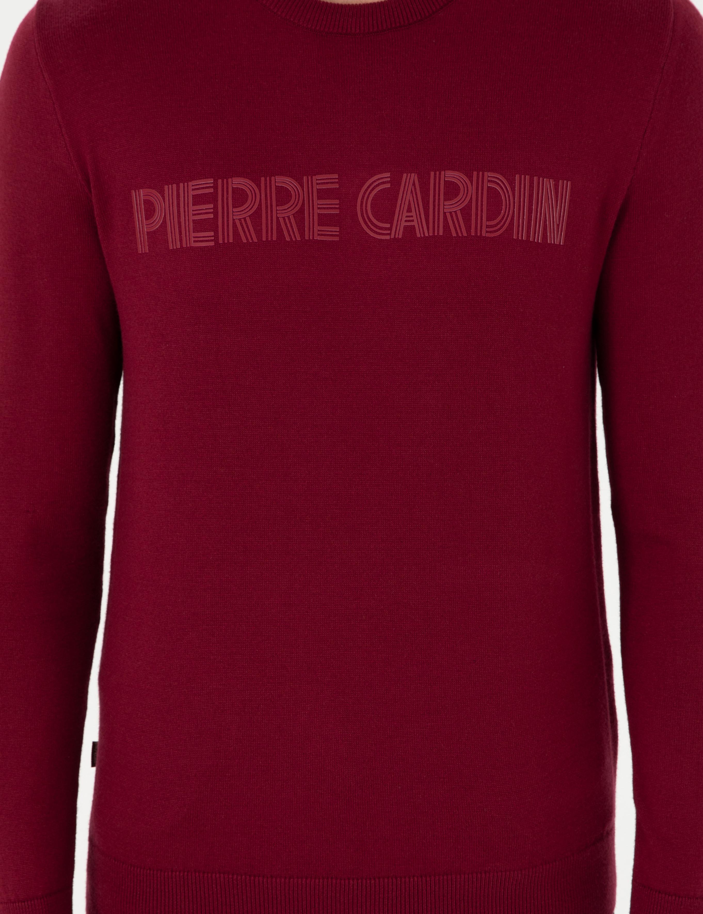 Kırmızı Slim Fit Bisiklet Yaka Yün Karışımlı Triko Kazak