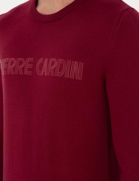 Kırmızı Slim Fit Bisiklet Yaka Yün Karışımlı Triko Kazak - 50296419011