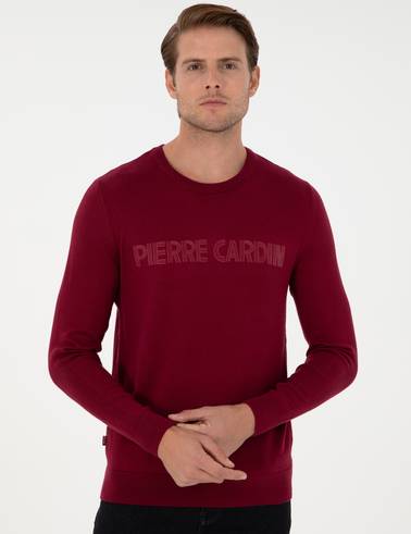 Kırmızı Slim Fit Bisiklet Yaka Yün Karışımlı Triko Kazak