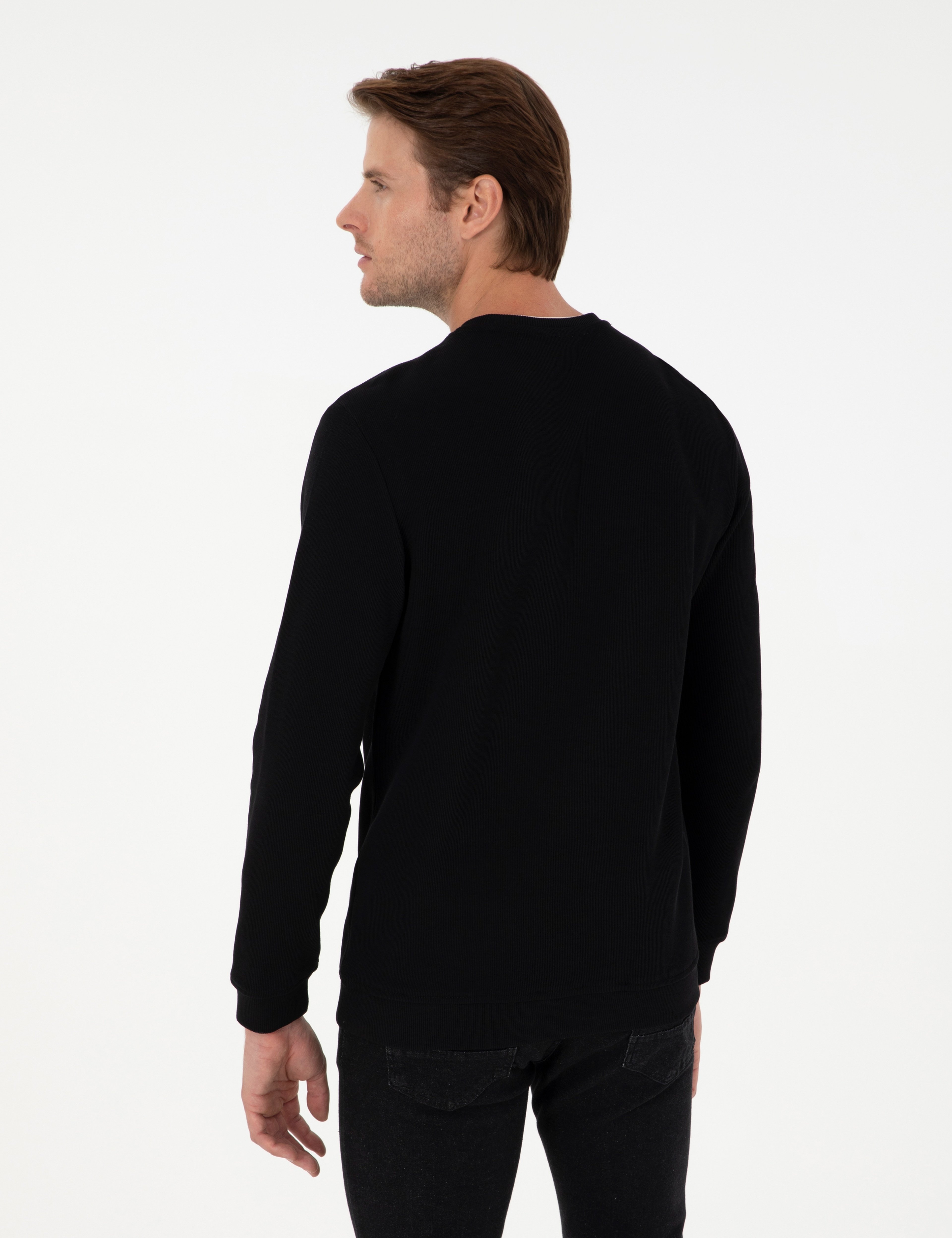 Siyah Regular Fit Sweatshirt - Image 5