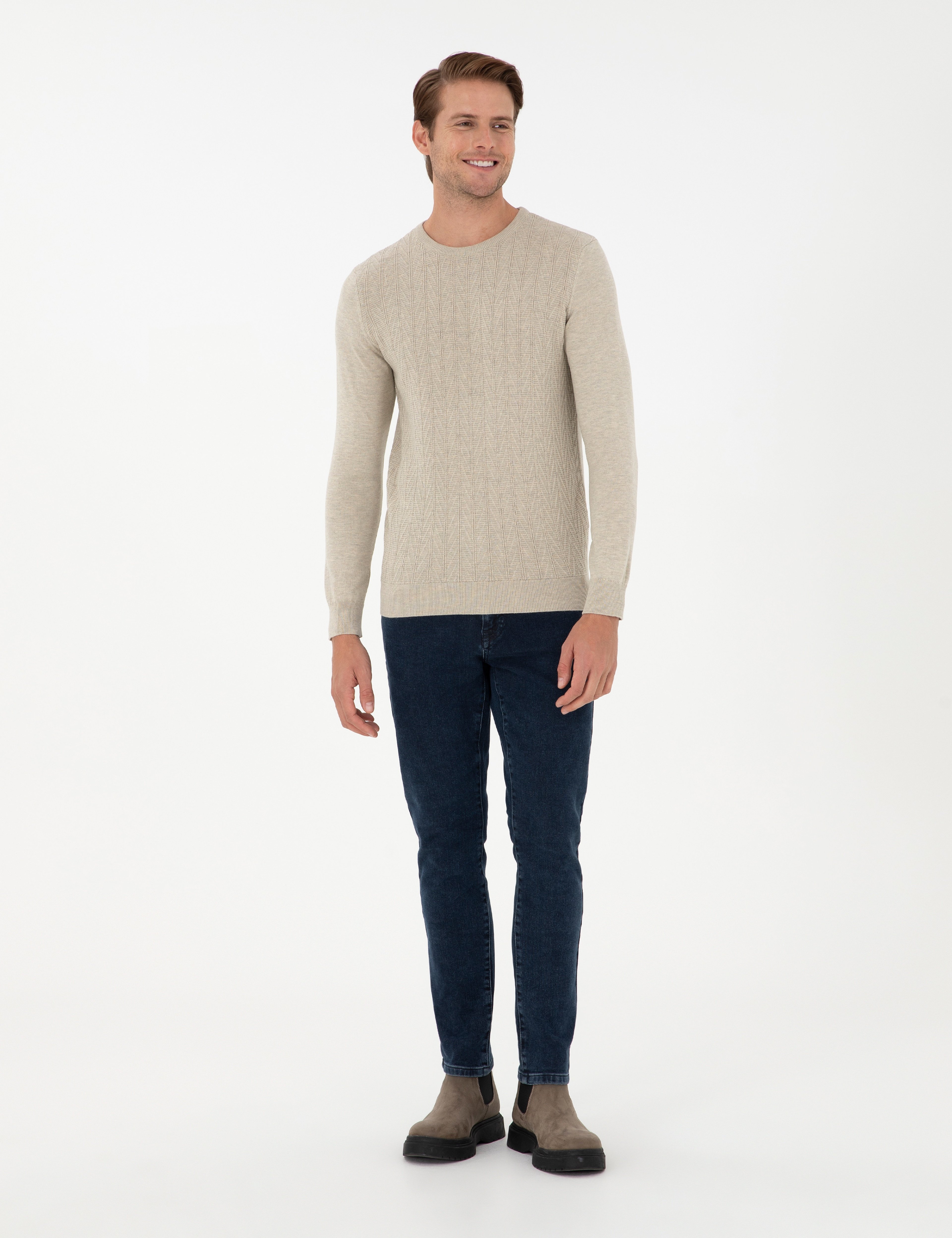 Kum Melanj Slim Fit Bisiklet Yaka Triko Kazak - Image 4