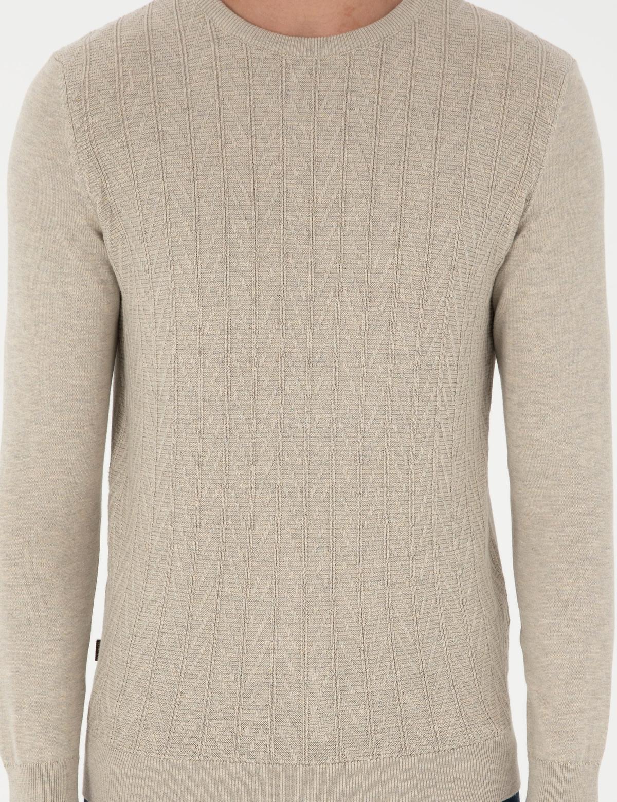 Kum Melanj Slim Fit Bisiklet Yaka Triko Kazak - 50300499013