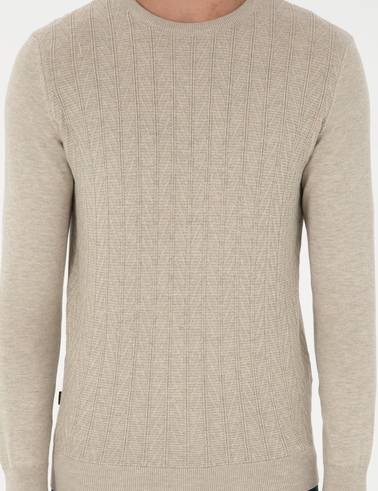 Kum Melanj Slim Fit Bisiklet Yaka Triko Kazak