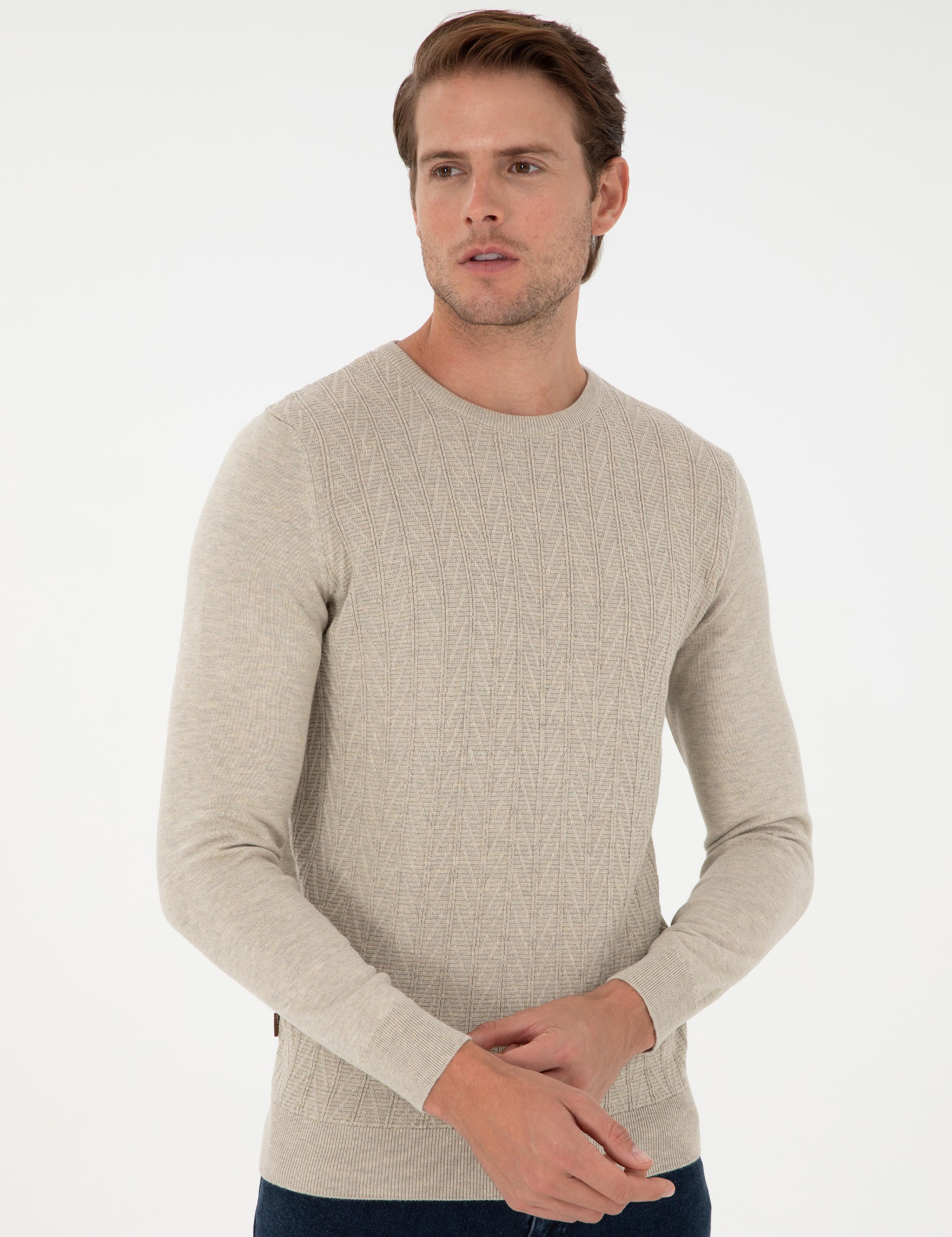 Kum Melanj Slim Fit Bisiklet Yaka Triko Kazak