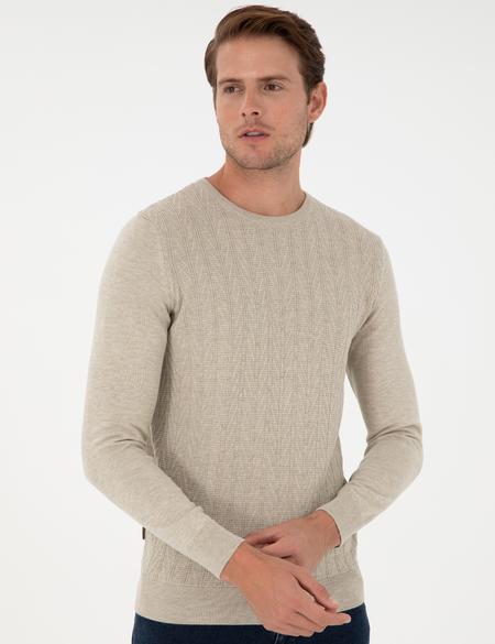 Kum Melanj Slim Fit Bisiklet Yaka Triko Kazak - 50300499013