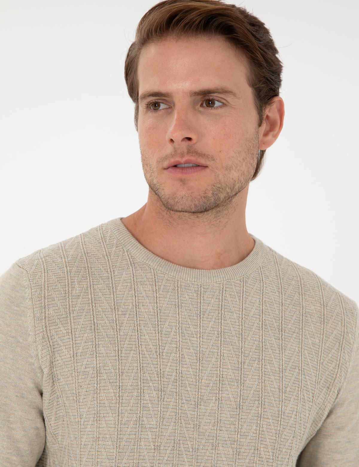 Kum Melanj Slim Fit Bisiklet Yaka Triko Kazak - 50300499013