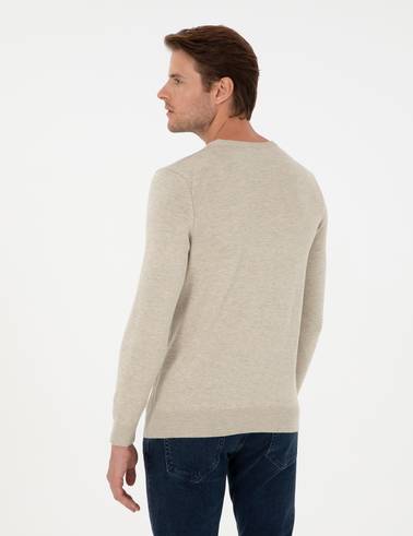 Kum Melanj Slim Fit Bisiklet Yaka Triko Kazak