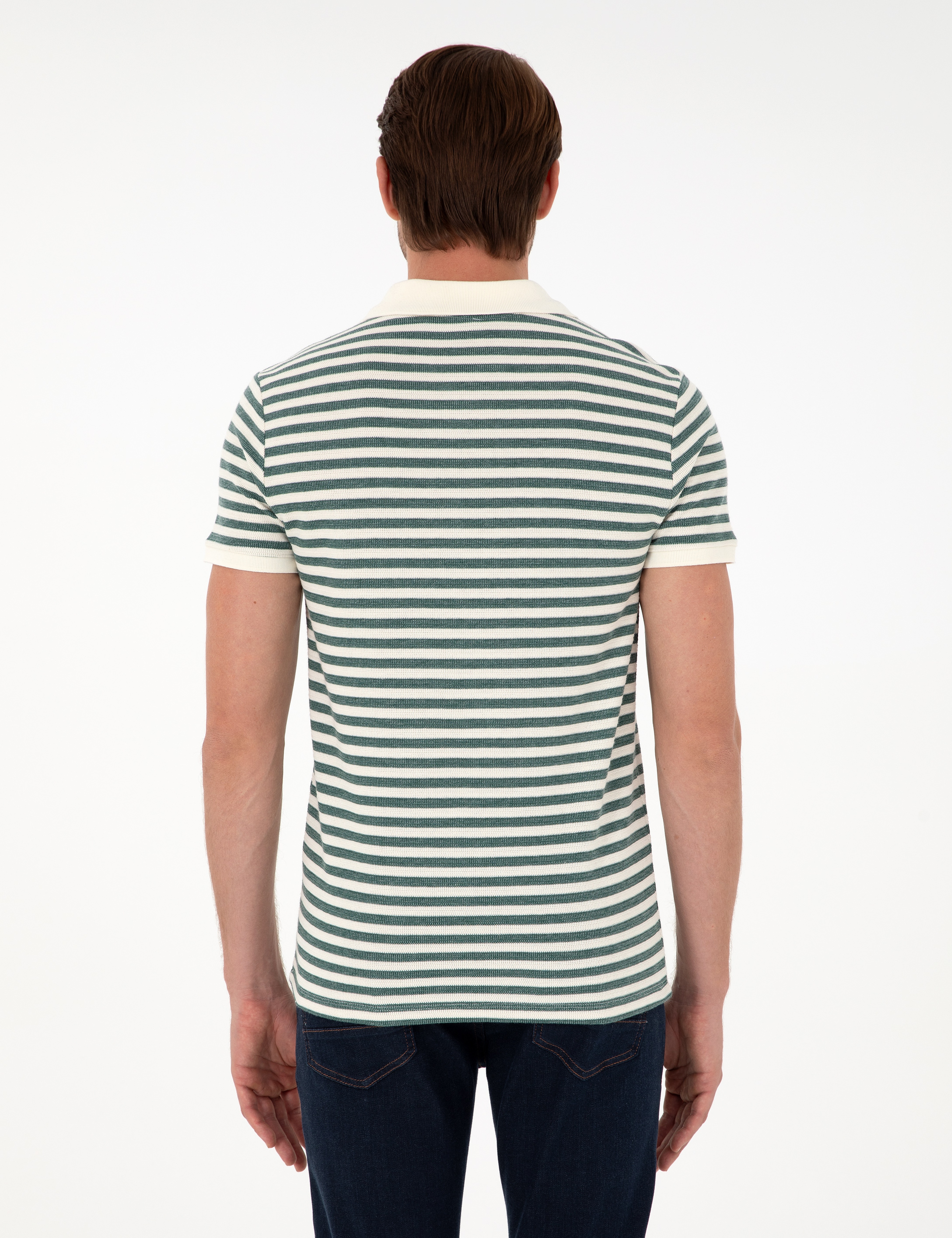 Yeşil Slim Fit Apaş Yaka Tişört - Image 5