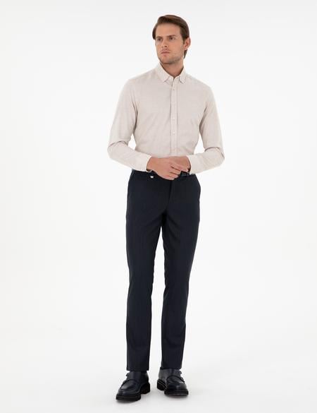 Lacivert Slim Fit Çizgili Kumaş Pantolon - 50297531051