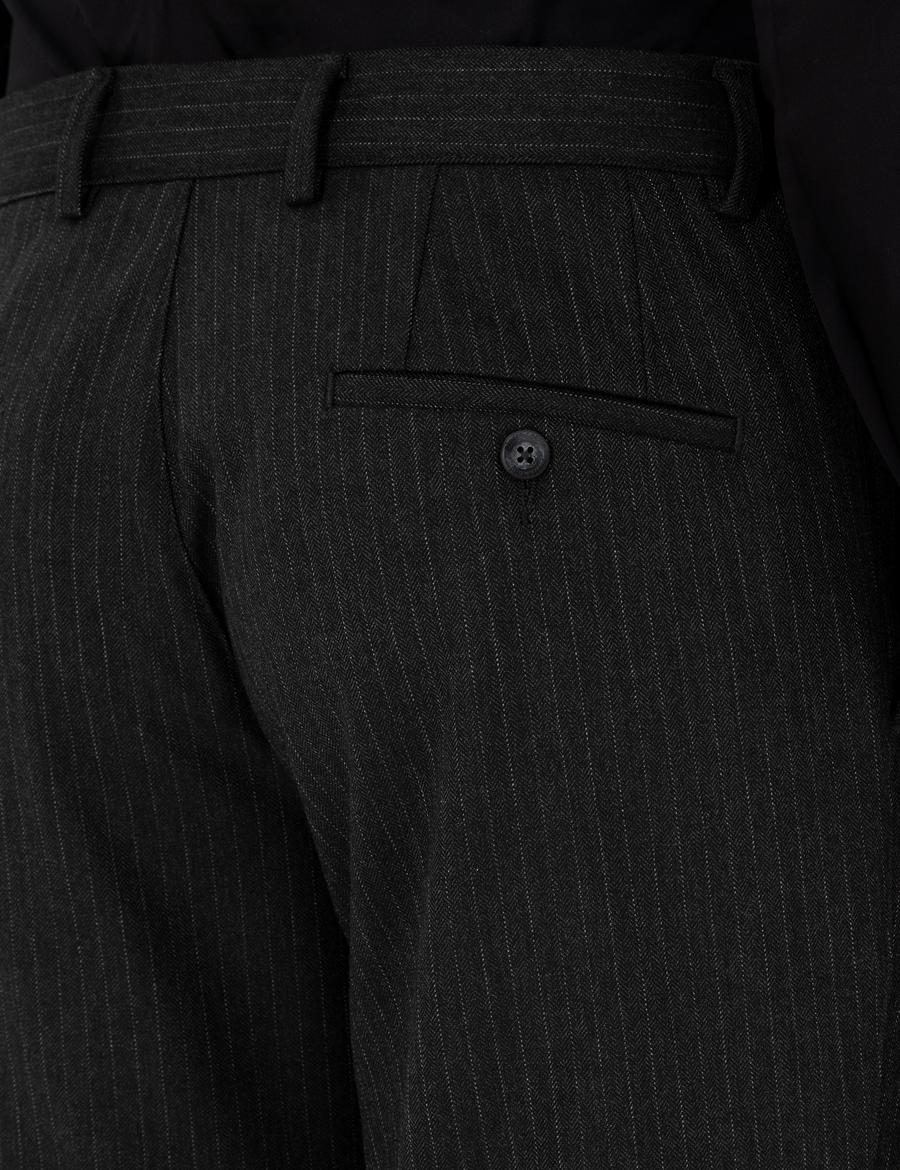 Antrasit Slim Fit Çizgili Kumaş Pantolon