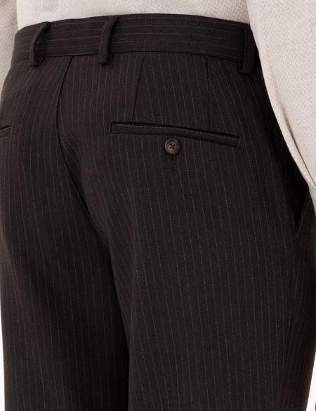 Kahverengi Slim Fit Çizgili Kumaş Pantolon - 50297531075