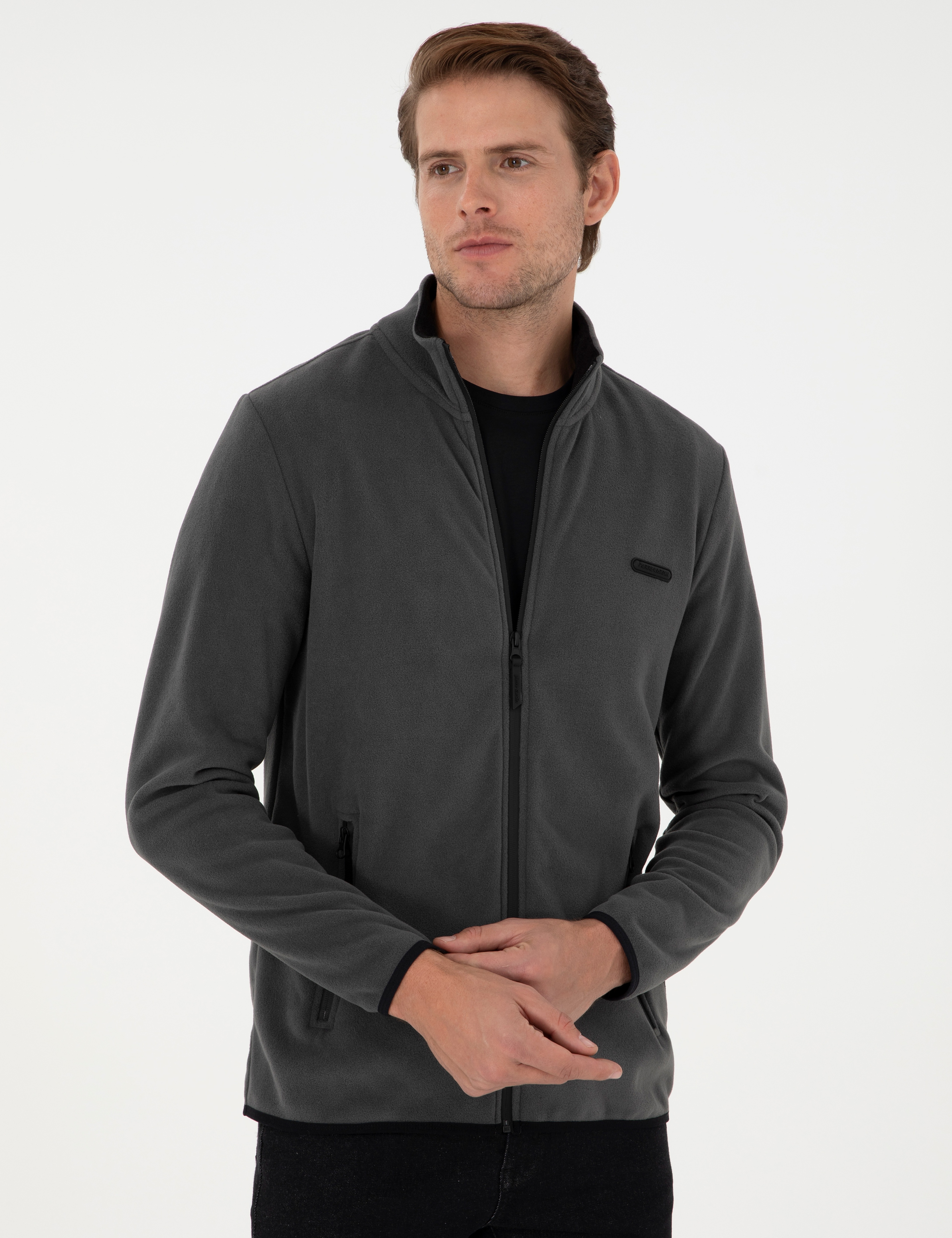 Antrasit Regular Fit Polar Hırka - Image 3