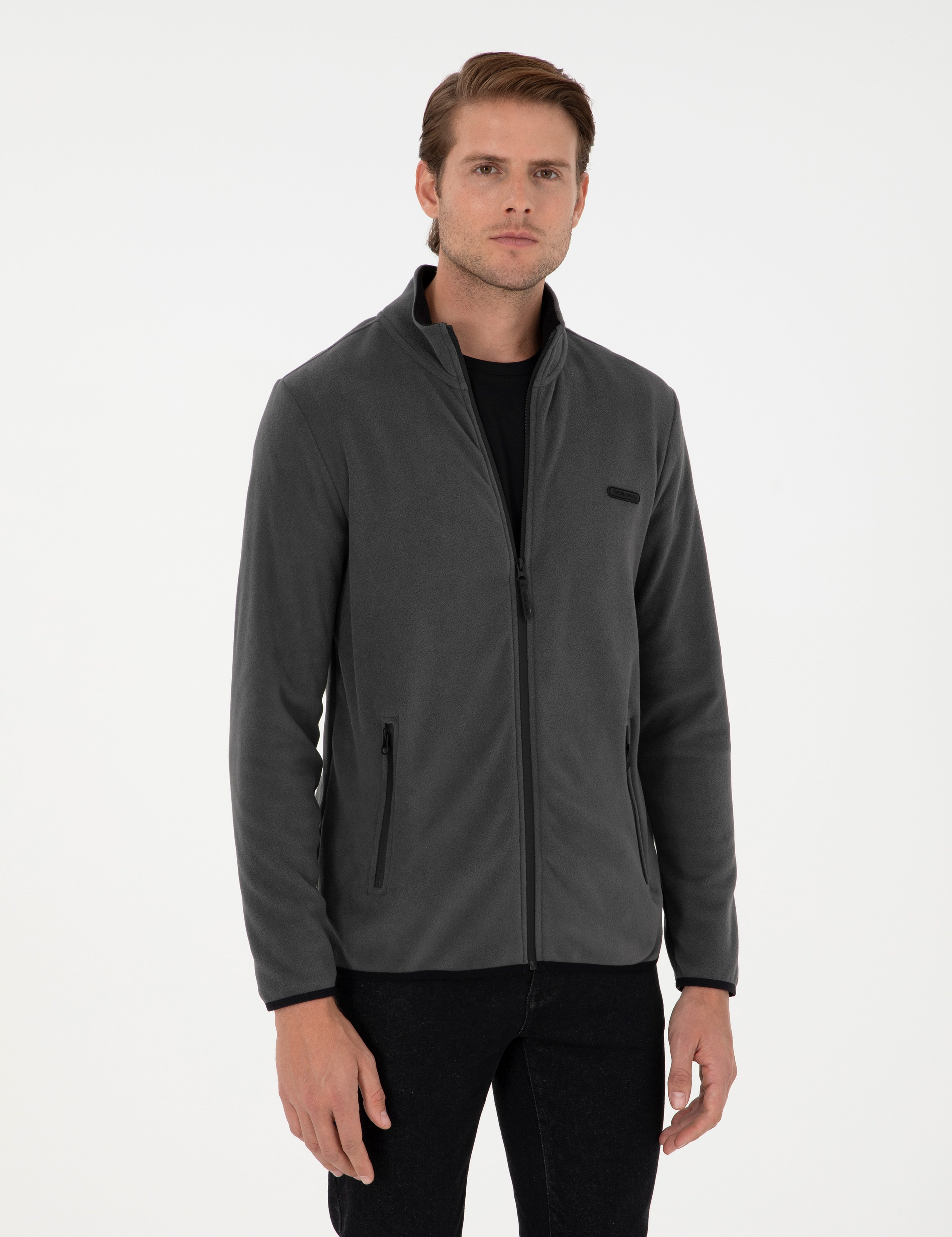 Antrasit Regular Fit Polar Hırka - Image 1
