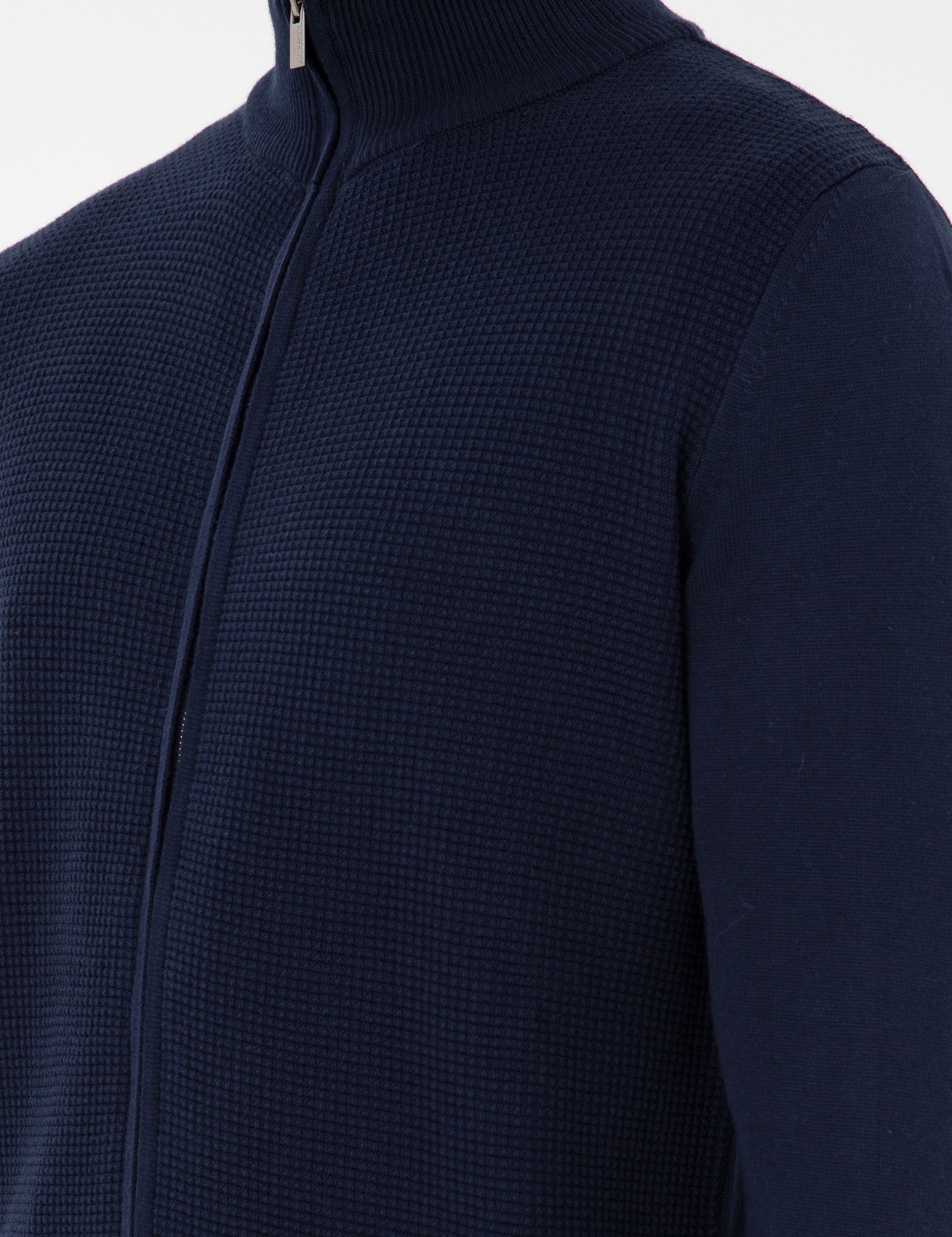 Lacivert Slim Fit Fermuarlı Triko Hırka - Image 7