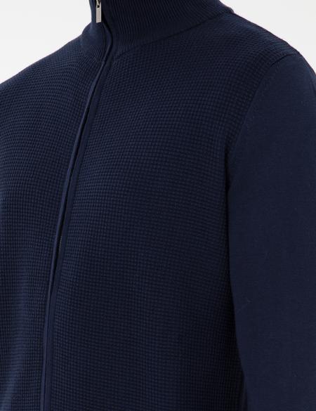 Lacivert Slim Fit Fermuarlı Triko Hırka - 50300497007