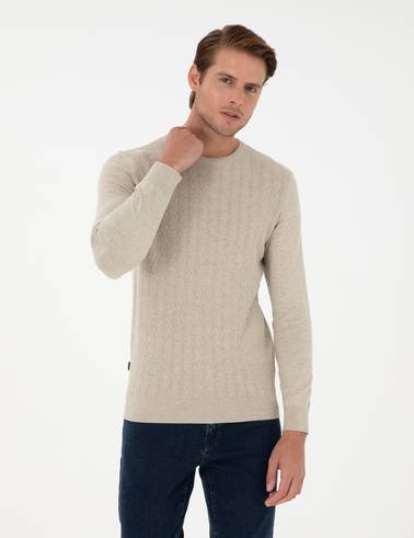 Kum Melanj Slim Fit Bisiklet Yaka Triko Kazak