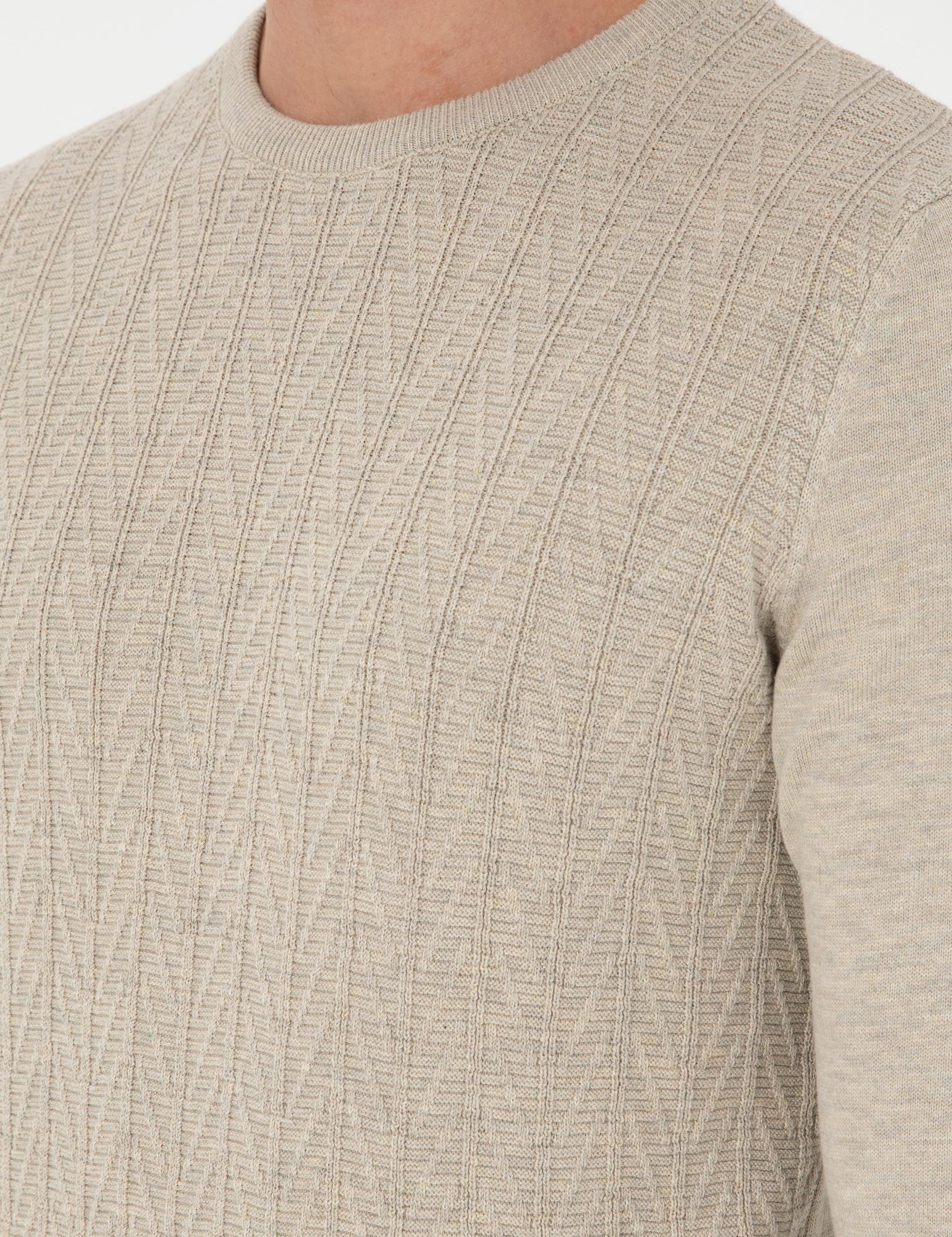 Kum Melanj Slim Fit Bisiklet Yaka Triko Kazak