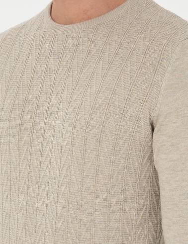 Kum Melanj Slim Fit Bisiklet Yaka Triko Kazak