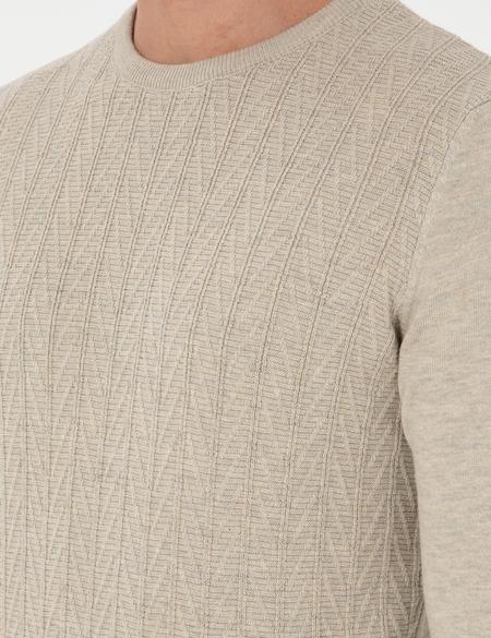 Kum Melanj Slim Fit Bisiklet Yaka Triko Kazak - 50300499013