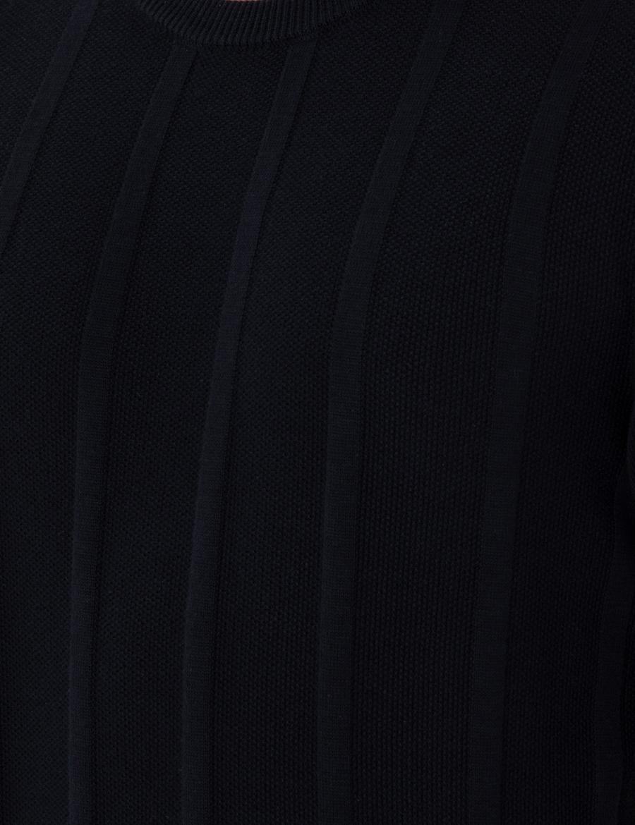 Lacivert Slim Fit Bisiklet Yaka Triko Kazak