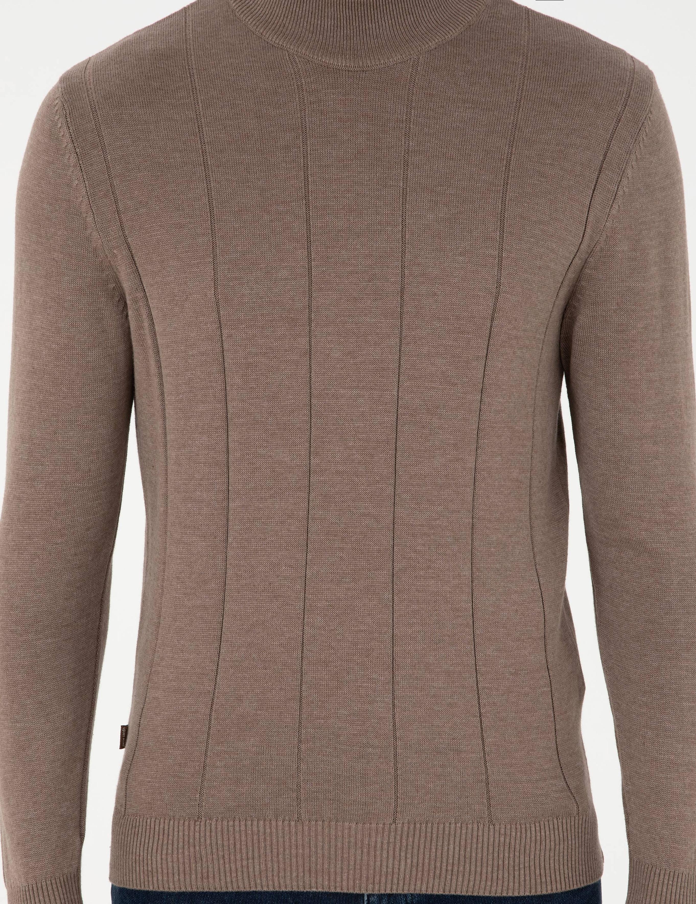 Vizon Melanj Slim Fit Yarım Balıkçı Yaka Triko Kazak