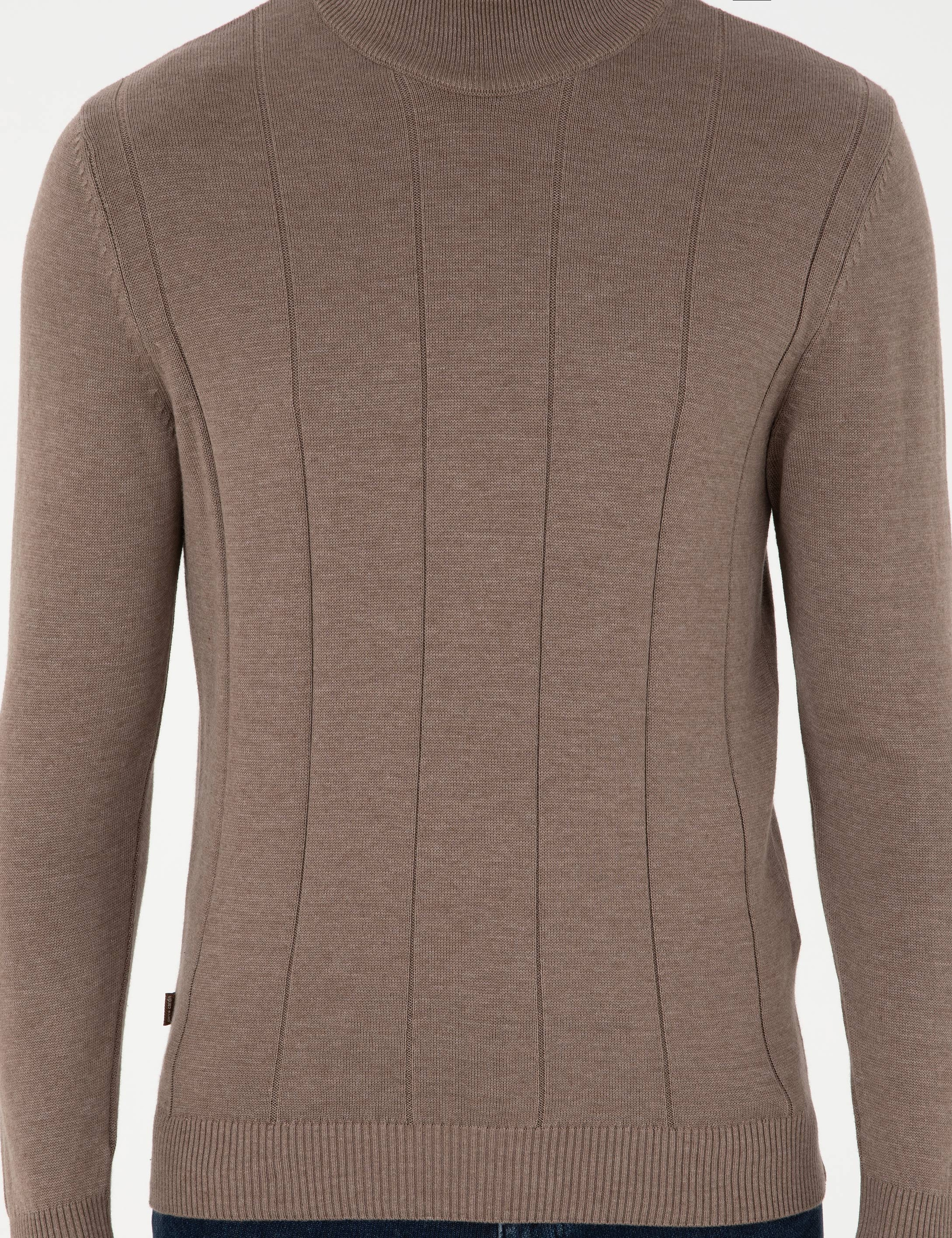 Vizon Melanj Slim Fit Yarım Balıkçı Yaka Triko Kazak