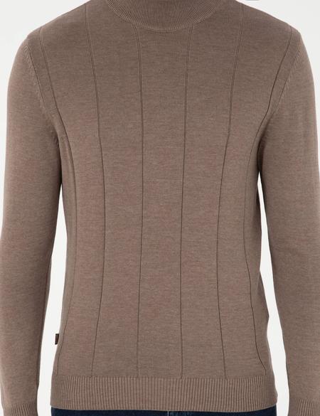 Vizon Melanj Slim Fit Yarım Balıkçı Yaka Triko Kazak - 50300460059