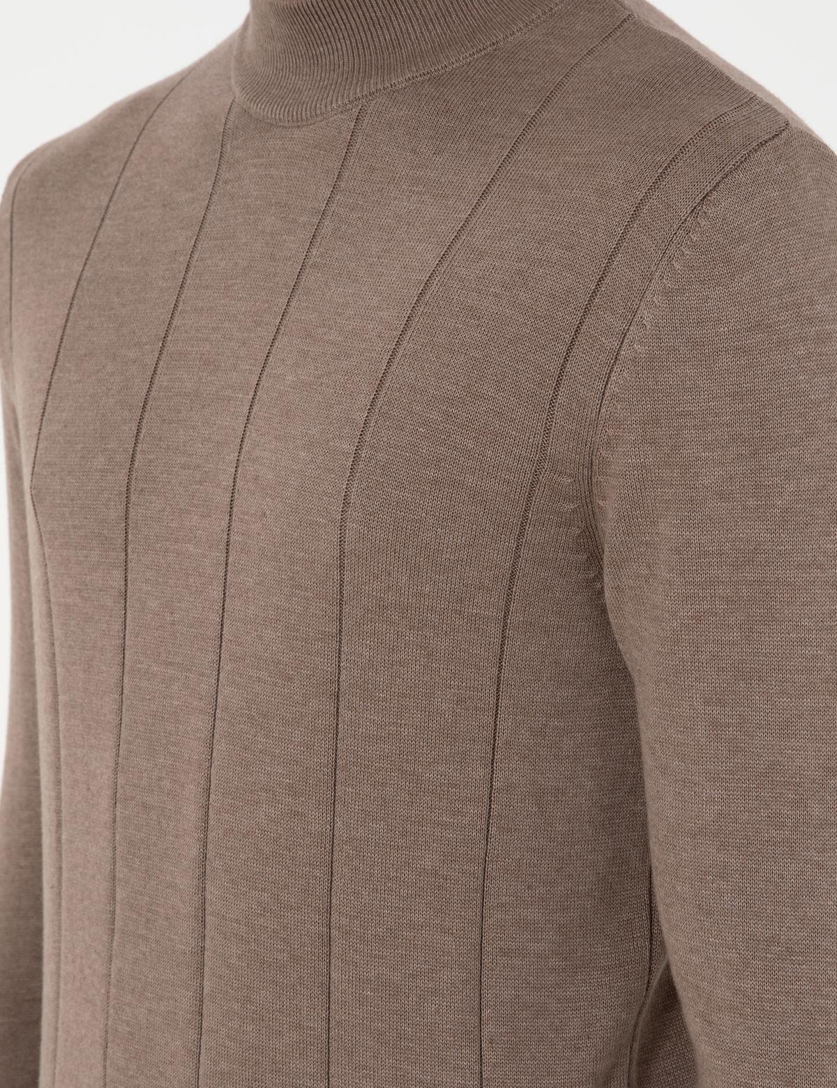 Vizon Melanj Slim Fit Yarım Balıkçı Yaka Triko Kazak - 50300460059