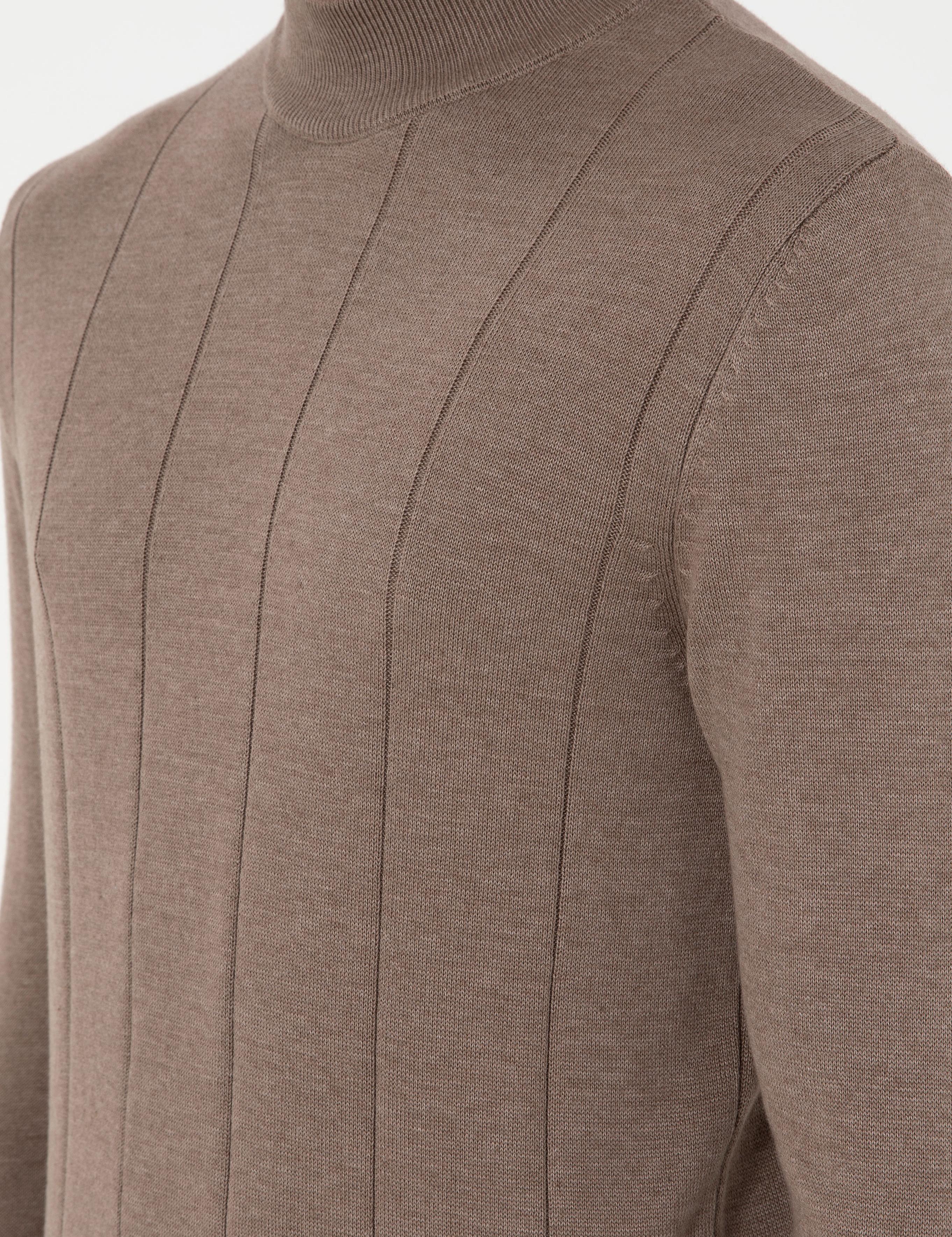 Vizon Melanj Slim Fit Yarım Balıkçı Yaka Triko Kazak