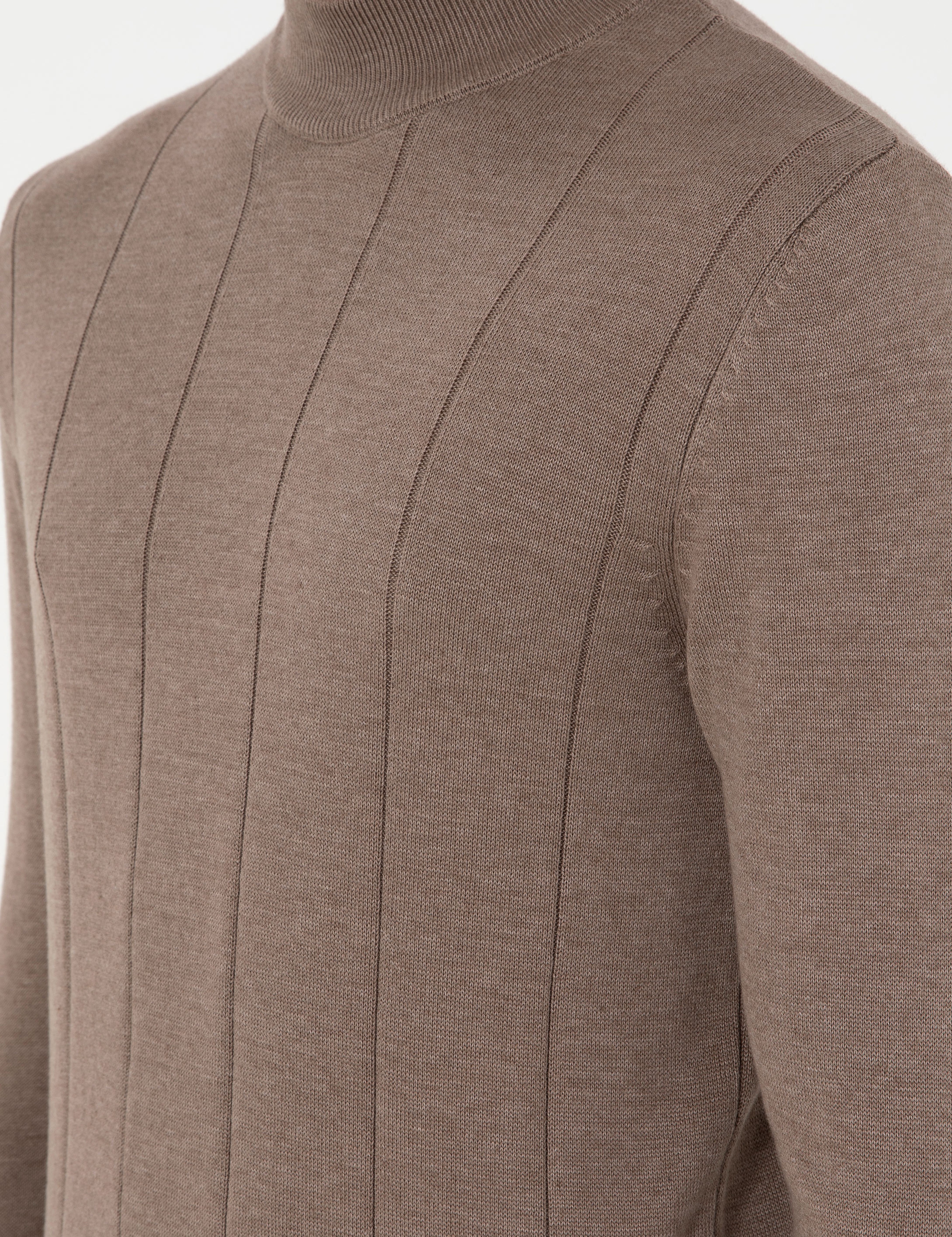 Vizon Melanj Slim Fit Yarım Balıkçı Yaka Triko Kazak - Image 7