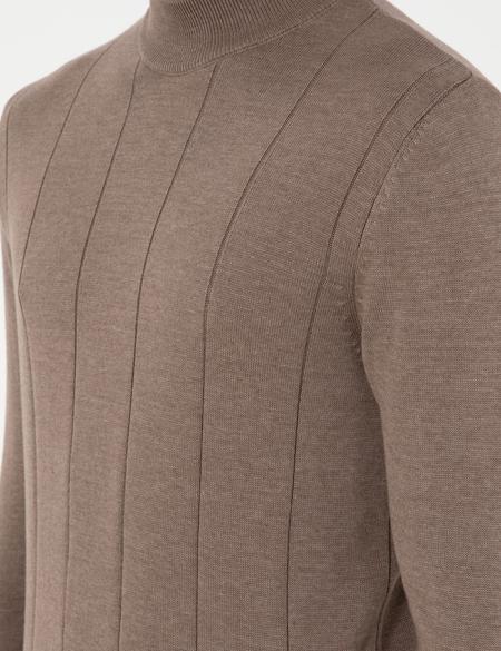 Vizon Melanj Slim Fit Yarım Balıkçı Yaka Triko Kazak - 50300460059