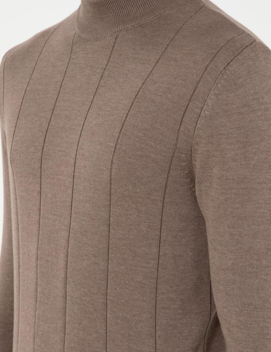 Vizon Melanj Slim Fit Yarım Balıkçı Yaka Triko Kazak