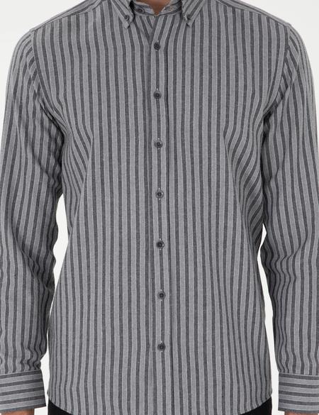 Gri Çizgili Regular Fit Gömlek - 50298598006