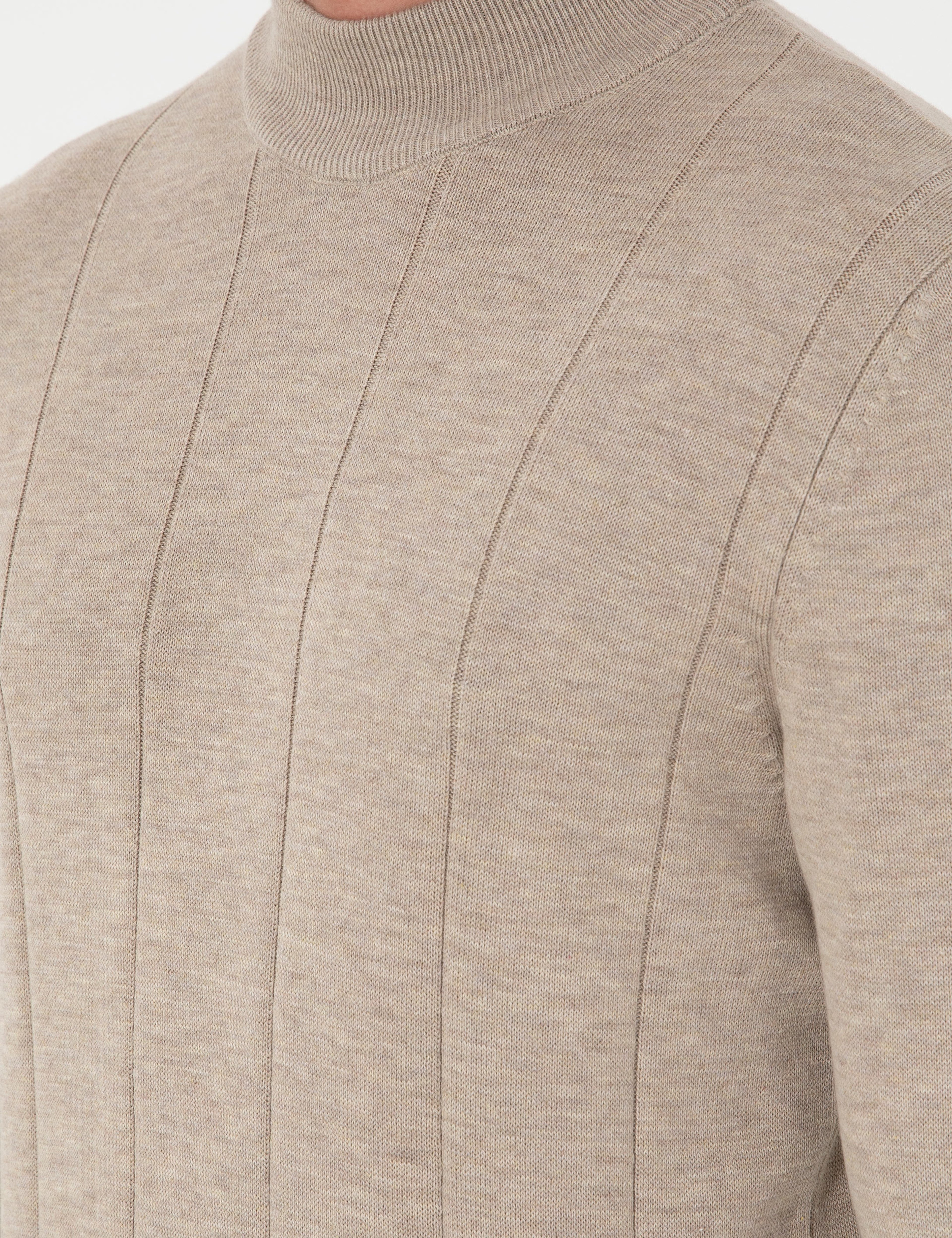 Kum Melanj Slim Fit Yarım Balıkçı Yaka Triko Kazak - Image 7