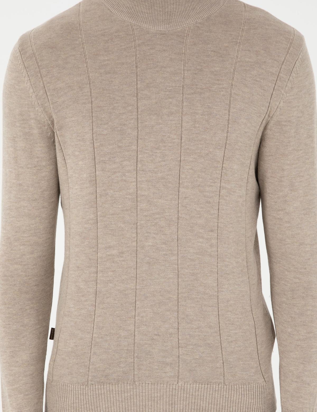 Kum Melanj Slim Fit Yarım Balıkçı Yaka Triko Kazak - 50300460041