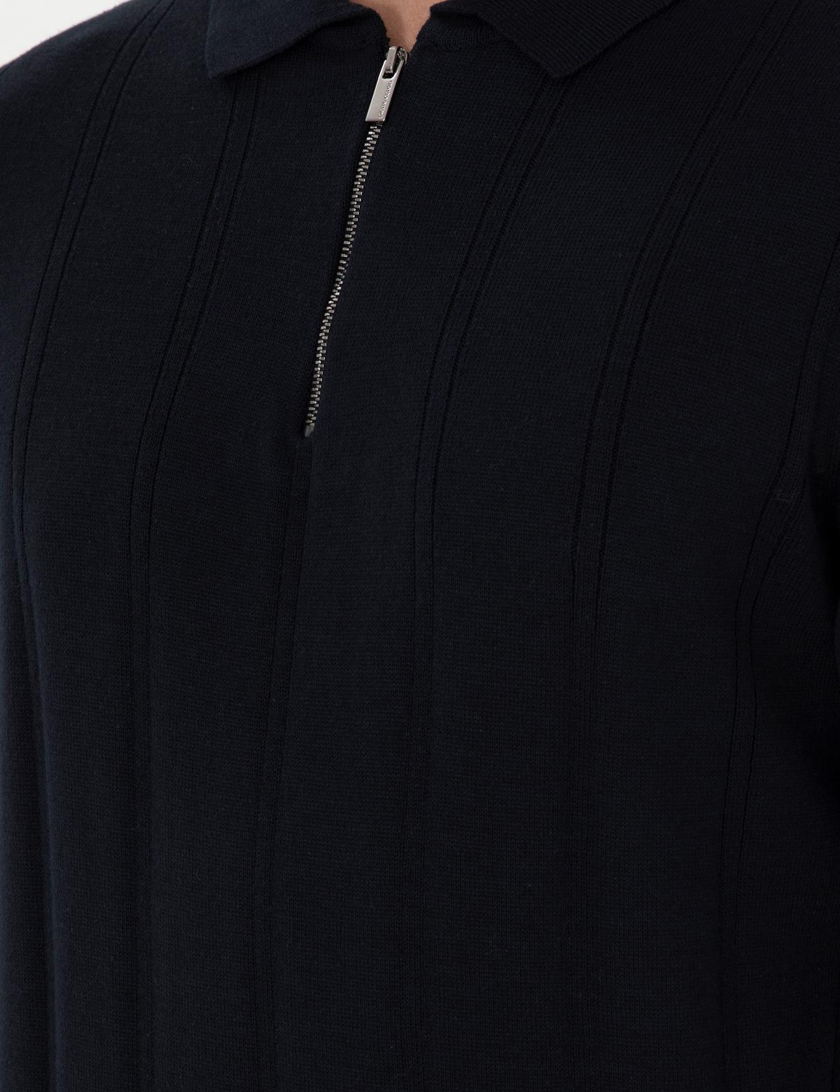 Lacivert Slim Fit Fermuarlı Polo Yaka Triko Kazak - 50300505019