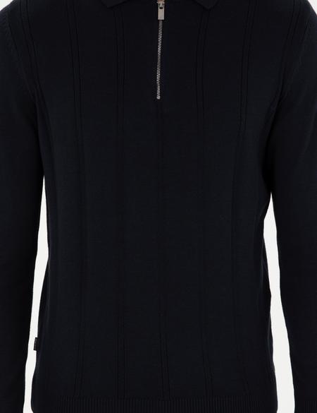 Lacivert Slim Fit Fermuarlı Polo Yaka Triko Kazak - 50300505019