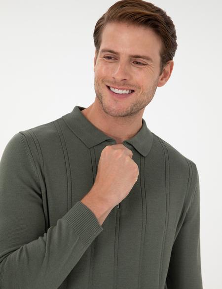 Duman Slim Fit Fermuarlı Polo Yaka Triko Kazak - 50300505037