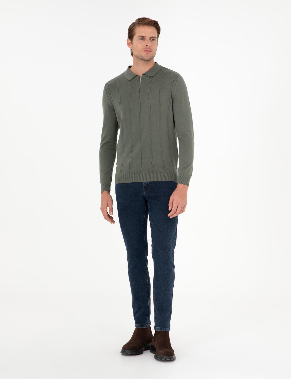 Duman Slim Fit Fermuarlı Polo Yaka Triko Kazak - 50300505037