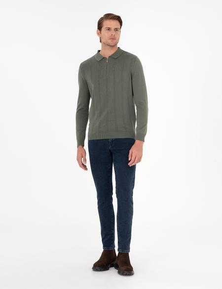 Duman Slim Fit Fermuarlı Polo Yaka Triko Kazak - 50300505037