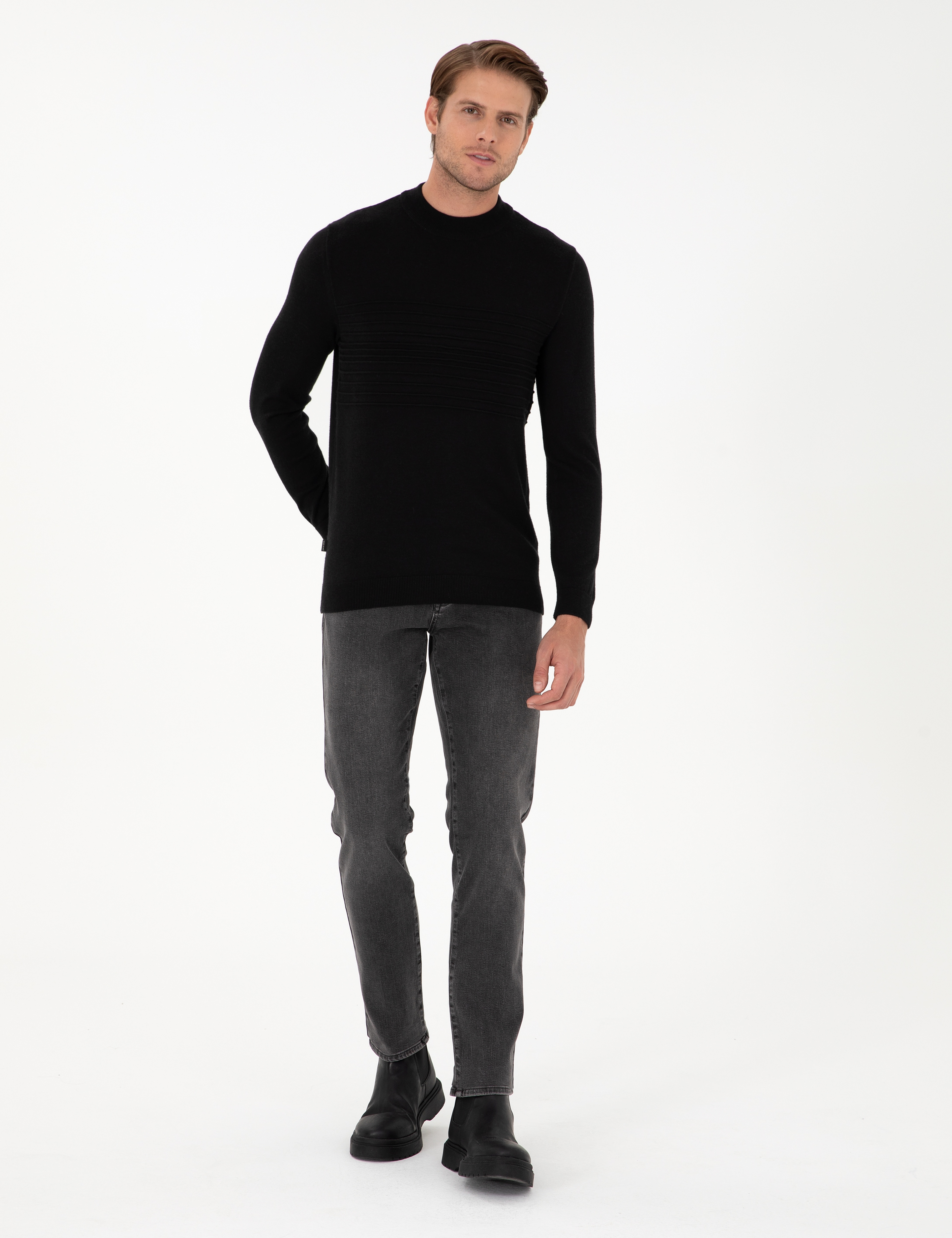 Antrasit Straight Fit Jean Pantolon - Image 3